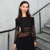2025 Spring/Summer Women's One-Shoulder Mesh Patchwork Bodycon Dress