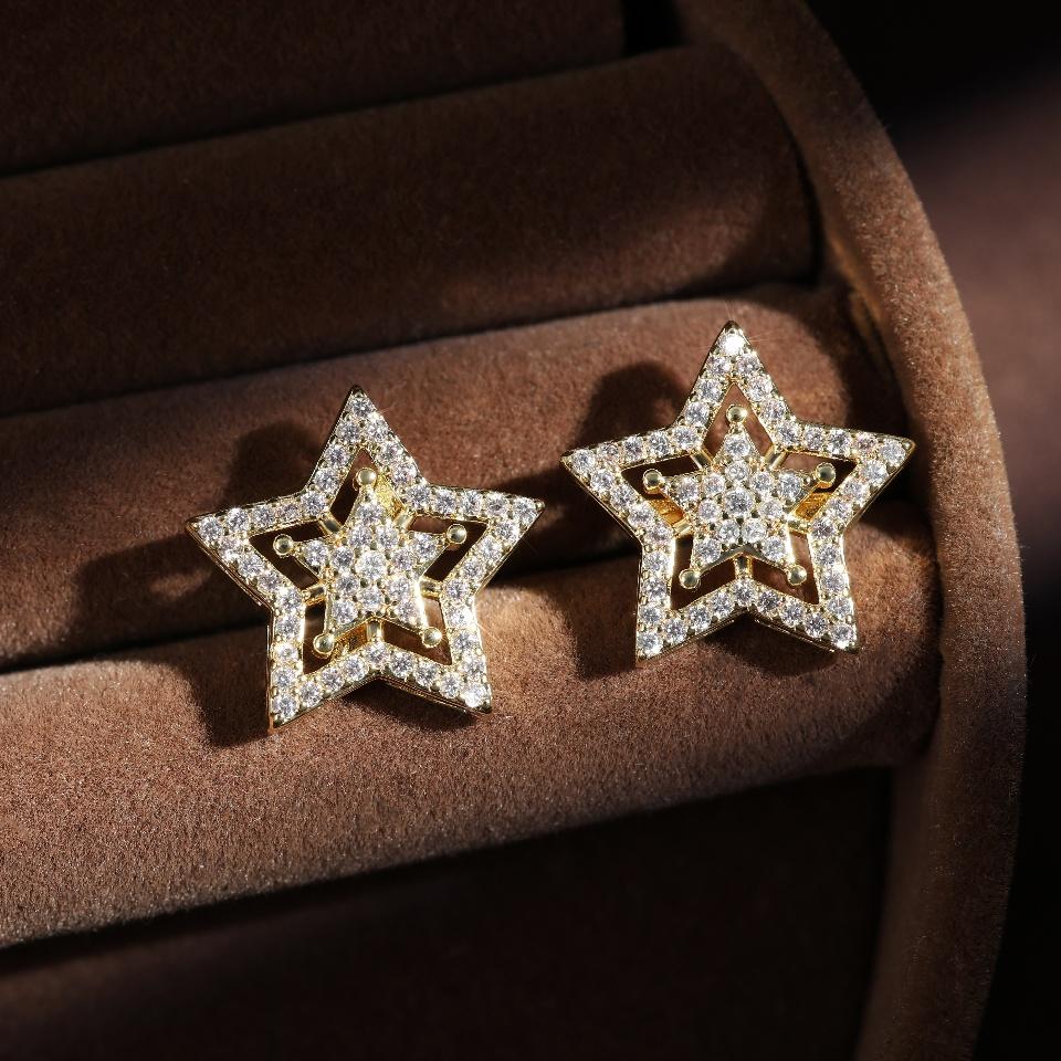 ZAKOL Exquisite Fashion Five-pointed Star Micro-set Zircon Stud Earrings For Women Geometric Daily Simple Jewelry Accessories