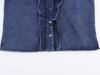 Moda femminile europea e americana: Camicia di Jeans a Strati Casual e Cintura con Jeans a Vita Bassa e Gamba Larga