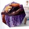 1pc Red Panda, Wisteria Automatic Open/close Umbrella, 8-Rib Sturdy Structure, Portable Travel Umbrella, Parties, Everyday Use,18