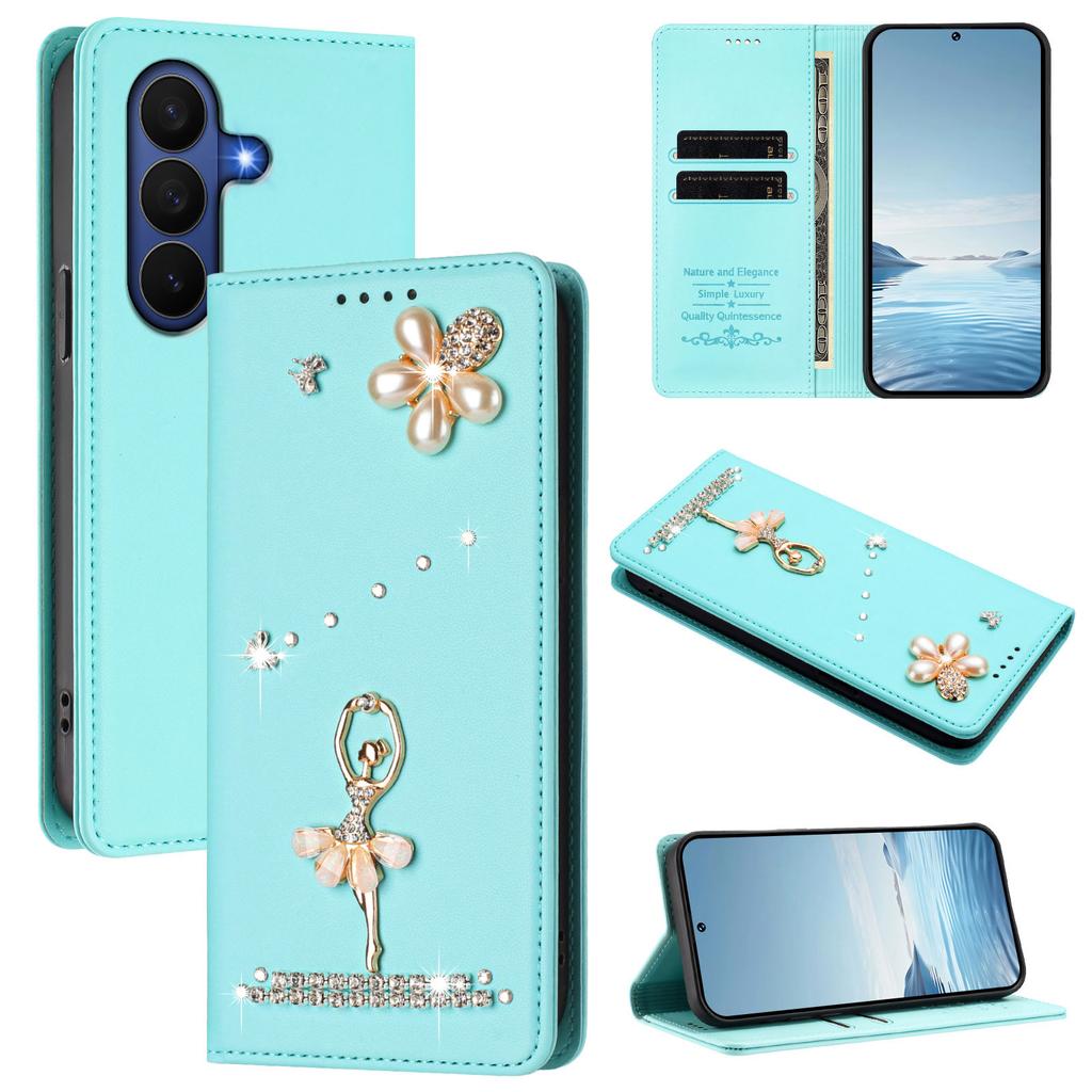 Luxury Diamond Cute Cards Solt Wallet Leather Phone Case For Samsung Galaxy Z Fold 7 6 5 4 3 Flip Bag Pocket Kickstand Cover