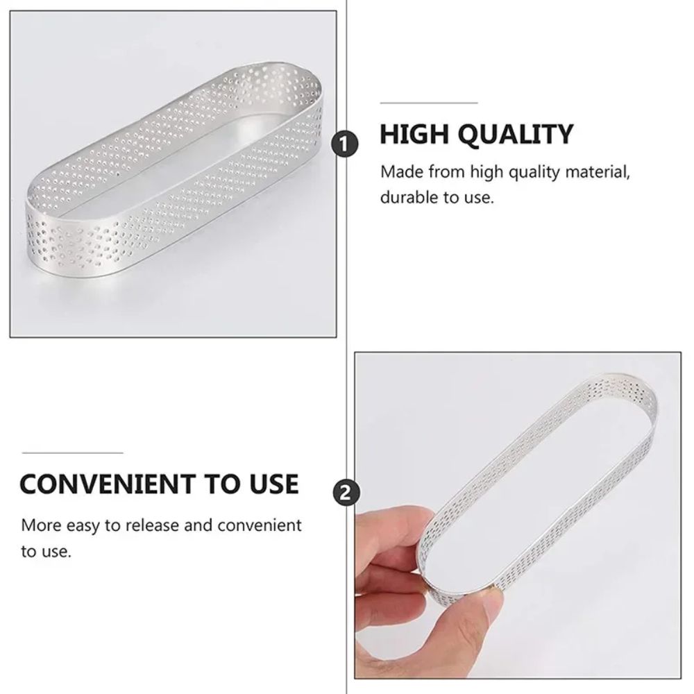 3Pcs Silber Poröse Kuchen Mousse Form Entlüftung Loch Design Oval Kuchen Form Ringe