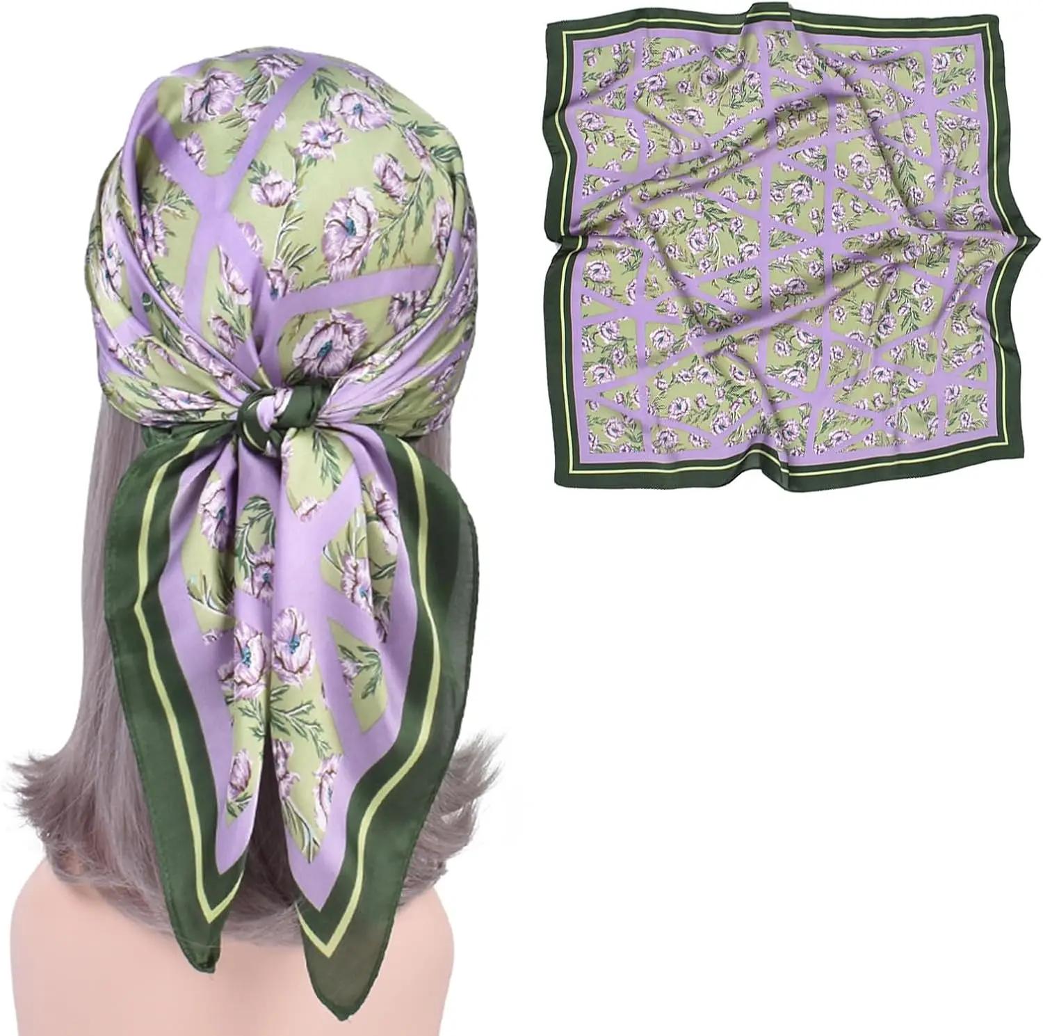 

27.5 Inches Silk Head Scarf for Women Satin Hair Scarf Silk Wrap Neck Square Scarves Feeling Scarf Boho Headwear