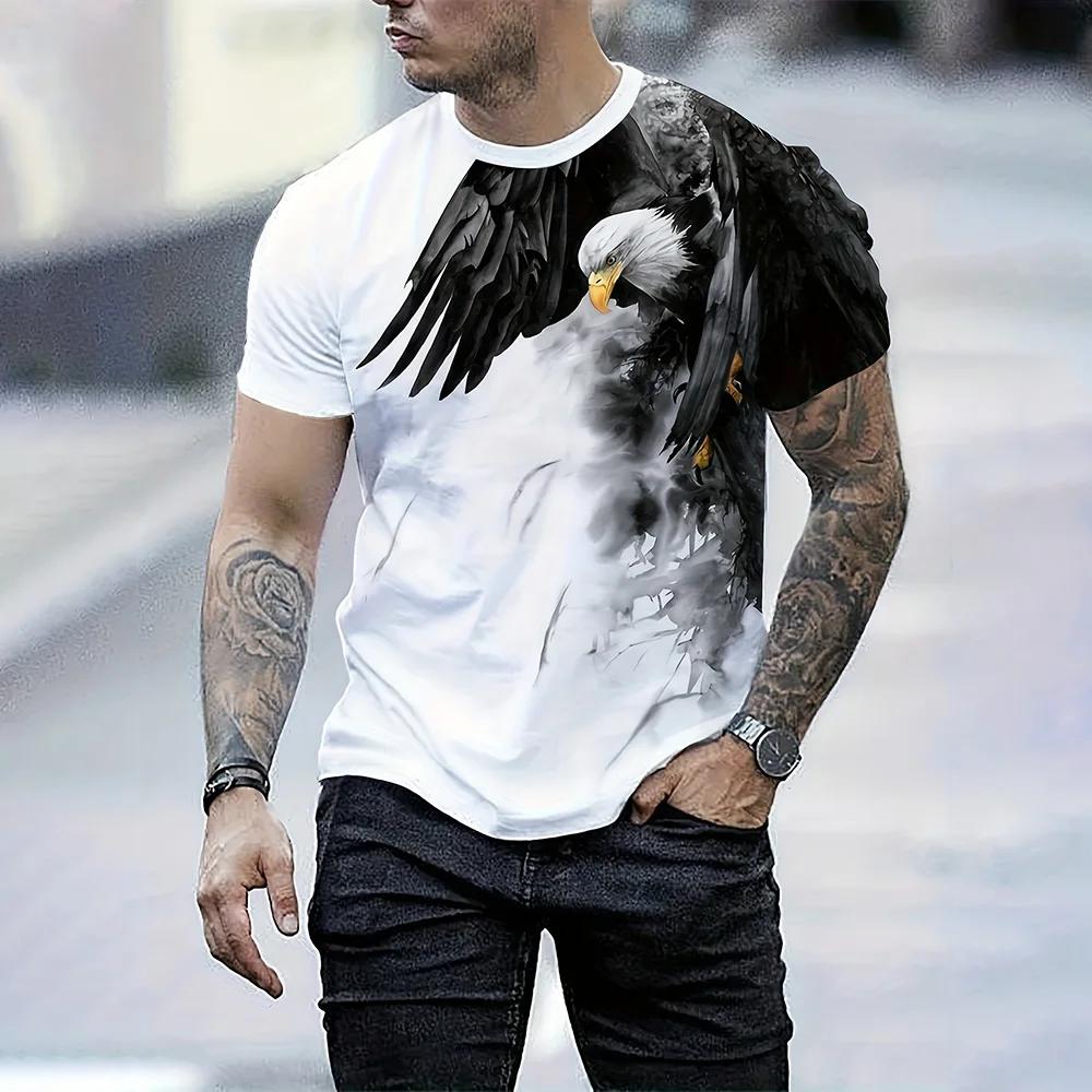 Men's Summer Eagle 3D Printed T-shirt Fashion Creative Pattern Short Sleeve Fashion Casual Outdoor Street Wear