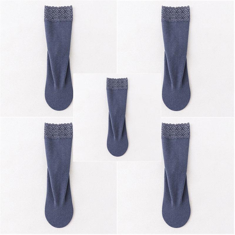 

5 пар женских кружевных носков средней длины для весны и осени, теплые, простые, удобные, повседневные, дышащие, устойчивые к холоду, универсальные носки 5 Pairs темно-синий