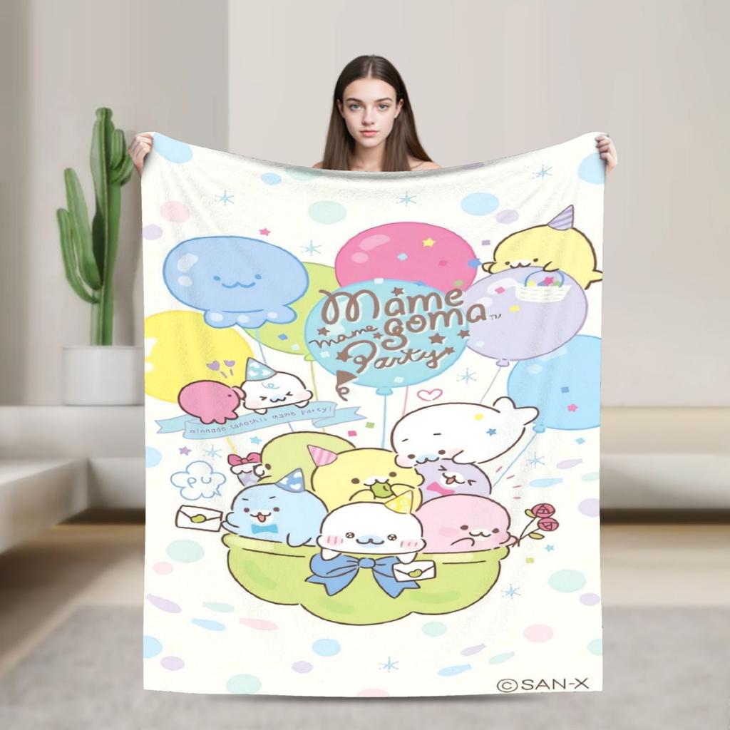 Soft Blanket Airplane Travel Cute M-Mamegoma Seal Anime Throw Blanket Flannel Bedspread For Couch Bed Fashion Sofa Bed Cover