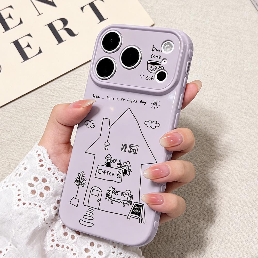 

iPhone 17/17 Pro Line Art House Anti-Drop Protective Case for Apple 16/15/14 iPhone 17 Pro Max