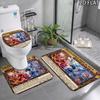 Franxx 3Pcs Flannel Toilet Mat Set Bathroom Rug Bath Carpet Non Slip Home Decor Toilet 3 Pcs Bathroom Textile Set