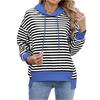 Damen Modischer Lässiger Gestreifter Kapuzenpullover mit Tasche Locker Langärmlig