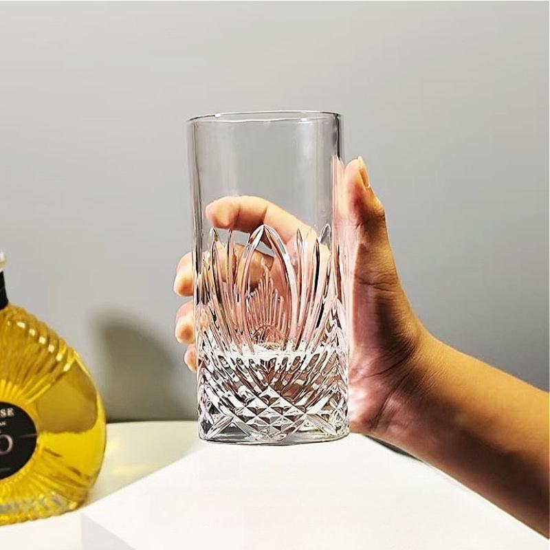 Gravierte Kristallglasbecher Kreative Glasbecher Hochwertige Dickwandige Geprägte Saftbecher Bierglas Whiskyglas Weingläser