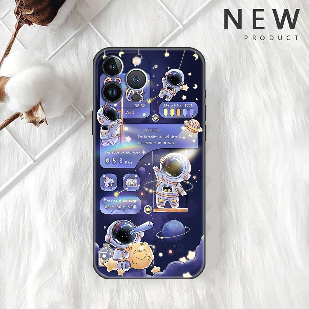 

Astronaut Universe Funda Case For Apple iPhone 14 11 13 12 Pro 7 XR X XS Max 8 Plus 6 6S 14Pro Black Soft Phone Shell iPhone 6 6S