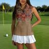 Sleeveless Golf Shirt for Women Zip Front Polo Collar Printed Athletic Vest Lightweight Breathable Sport Top