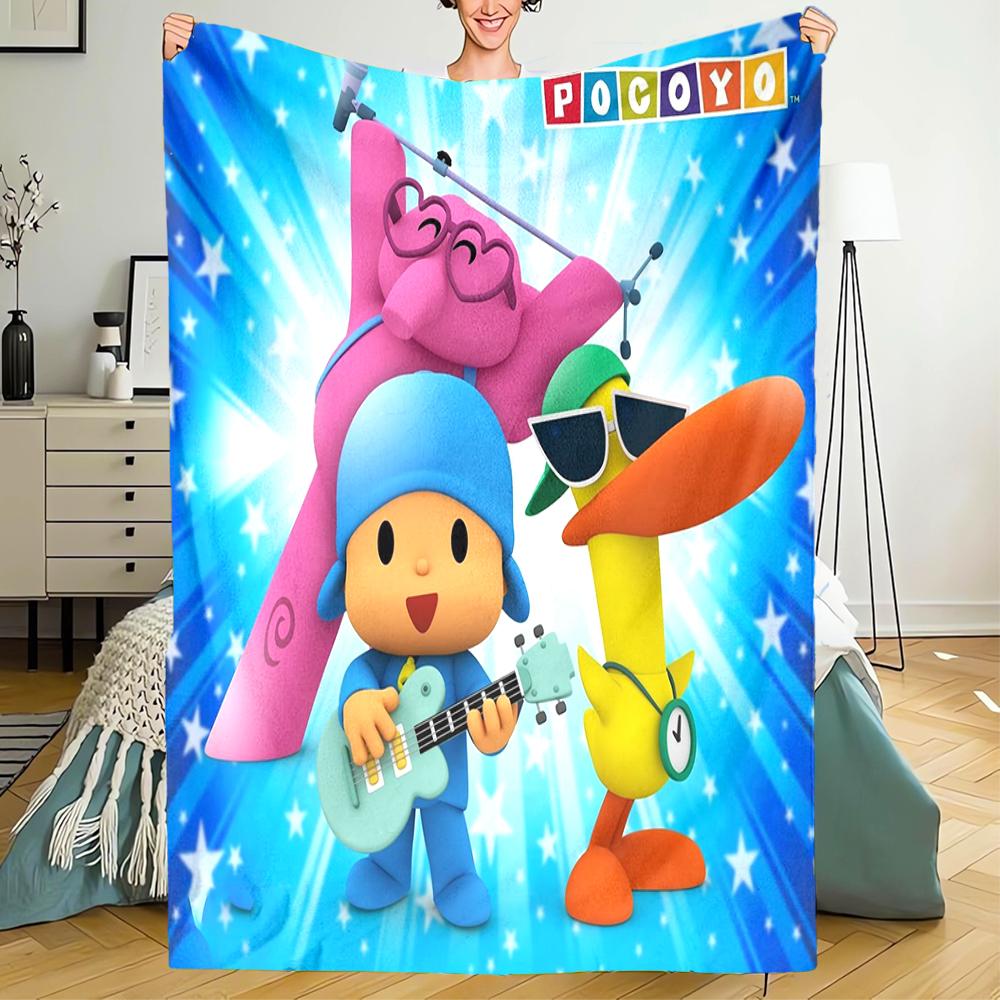 Pocoyo Theme Printed Blanket - Perfect for Couch, Bed, Travel & Outdoor Use | Machine Washable, Cozy & Durable.
