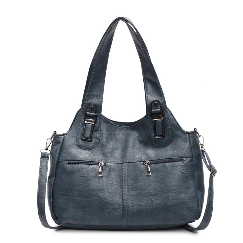 Women's Soft Leather Shoulder Bag Luxury Designer Handbag Ladies Solid Color Casual Large Tote Bag Messenger Commuter Sac A Main