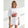 Oversized T Shirt Black Watermelon Slice With Hearts Print Summer Casual Wear
