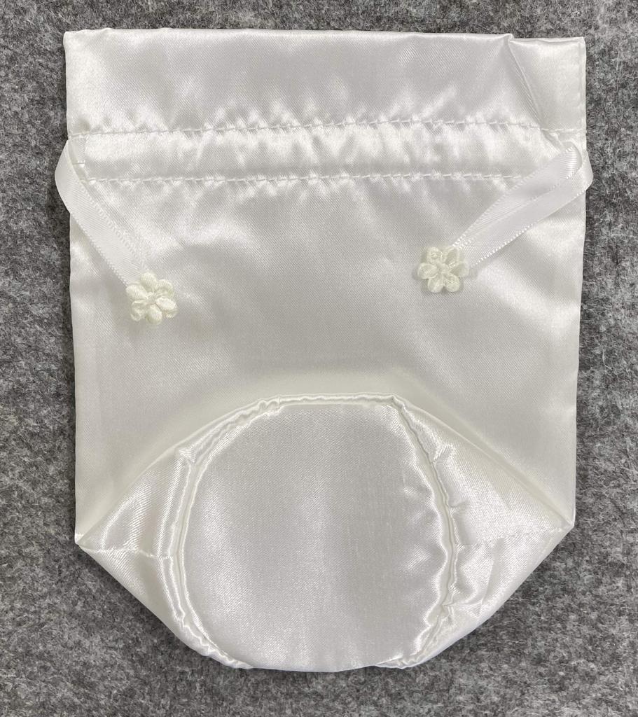 Omoide no Kashi [Urn Cover Bag] Cute Satin Urn Bag, Perfect for Divided Ashes, White, 7 inches