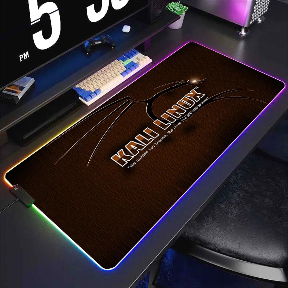 Deskmat Kali Linux Xxl Mouse Pad Gamer Rgb Pc Cabinet Gaming Accessories Keyboard Mousepad Anime Carpet Mats Large Computer Mat