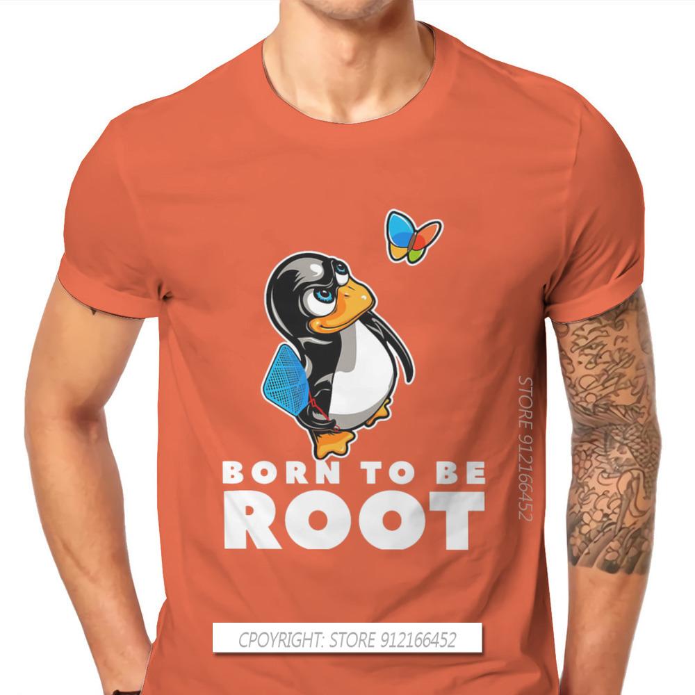 Linux Operating System Tux Penguin Man TShirt Butterfly Killer Illustration Fashion Basic T-Shirt Harajuku Streetwear Hipster