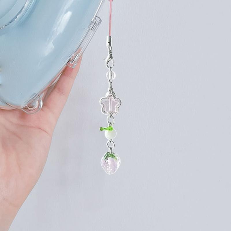 Lovely Strawberry Keychain Strawberry Phone Pendant Unique Bag Charm Sweet Phone Chain Perfect Gift for Fashion Lover