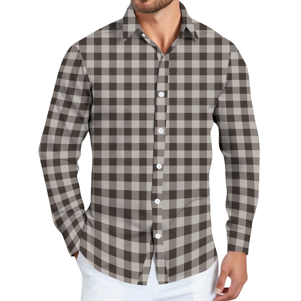 Men's Striped Print Long Sleeve Button-up Shirt