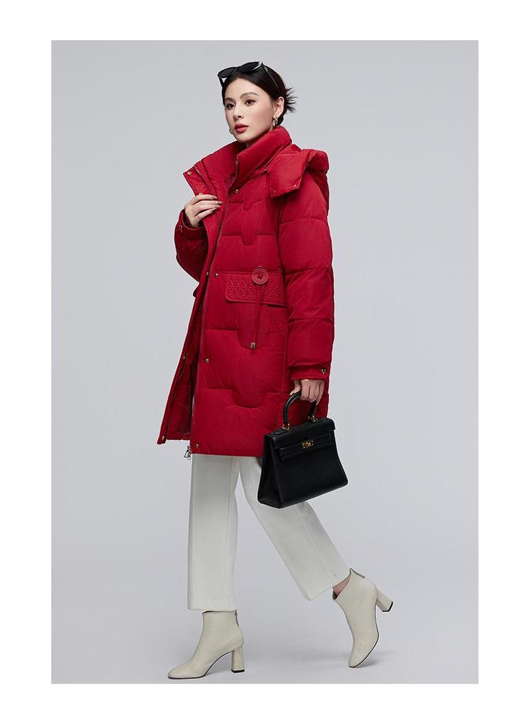 Women's Hooded Mid-Length Winter Cotton Coat: Thick, Cold-Proof, Fashionable Outerwear