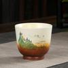 1pcs 100ml Coarse Pottery Teacup Single Cup Large Handmade  Ceramic Kung Fu Tea Set  Hand-painted Firewood Master Cup.