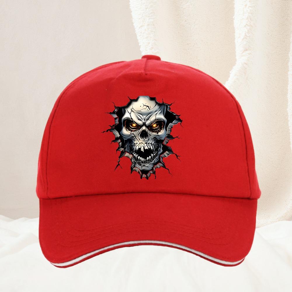 summer personalized skull print Halloween breathable Baseball Cap cool Attractive Skull Adjustable Hat All Seasons Travel Gift Adjustable