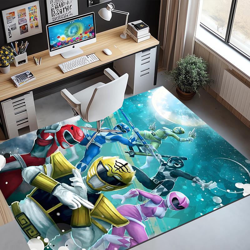 Mighty Morphin Power Rangers Pattern Rug, Indoor/Outdoor Mat, for Picnic, Gameroom, Bedroom, Office, Living Room, Home Decor Carpet, Birthday Gift