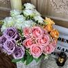 7 Heads Real Happy Imperial Rose Flower 9 Colors Photography Photo Gift Valentine's Day Flowers Mini Crystal Grass Bouquet