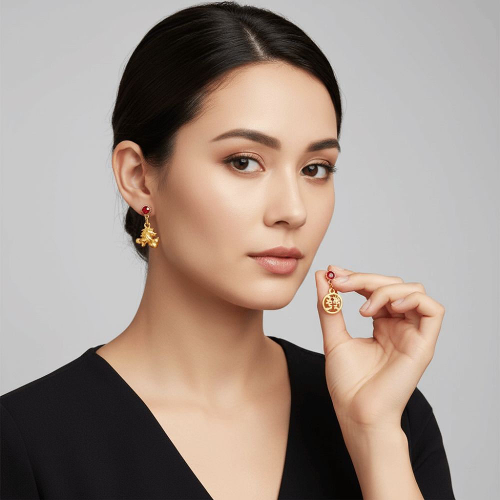 Chinese Style Red Pony Earrings Fashion Jewelry Horse Mascot Drop Earrings  Gift