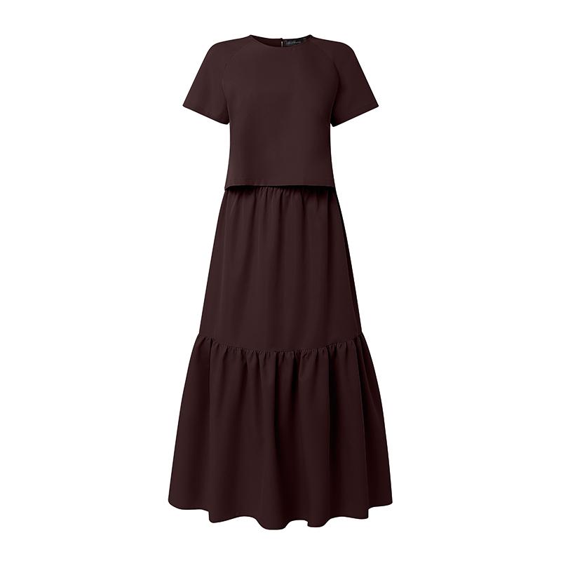 ZANZEA Women Short Sleeve Blouse and Long Skirts Summer Two Piece Suit Sets