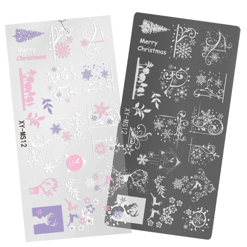 Nägel Stempelvorlagen Weihnachtsserie Nägel Kunst Stempelplatten Schneeflocken Nägel Platten Maniküre Druckschablonen