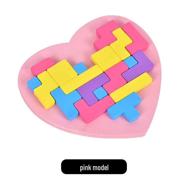 Versatile Wooden Heart Puzzle for Children s Logic and Concentration Training