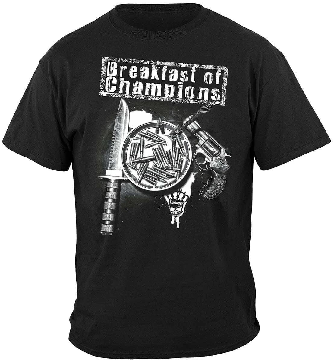 Breakfast Of Champions 100% Cotton T-shirt Mens Tees Top New Black 3XL