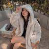 Lamb Wool Imitation Fur Coat Women's New Winter Cotton Thickened Lazy Wind Hooded Cardigan Sweater