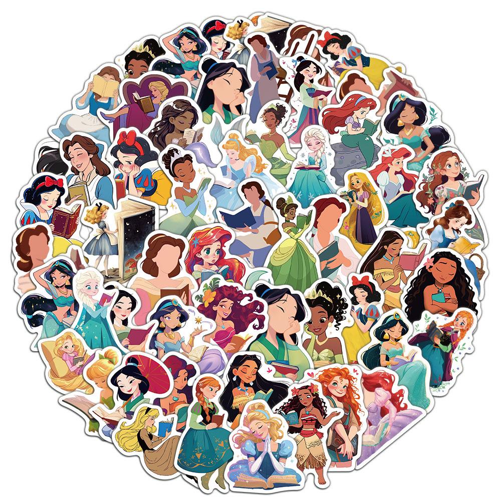 50pcs Bookworm Princess Cartoon Stickers for DIY Phone Case Decoration