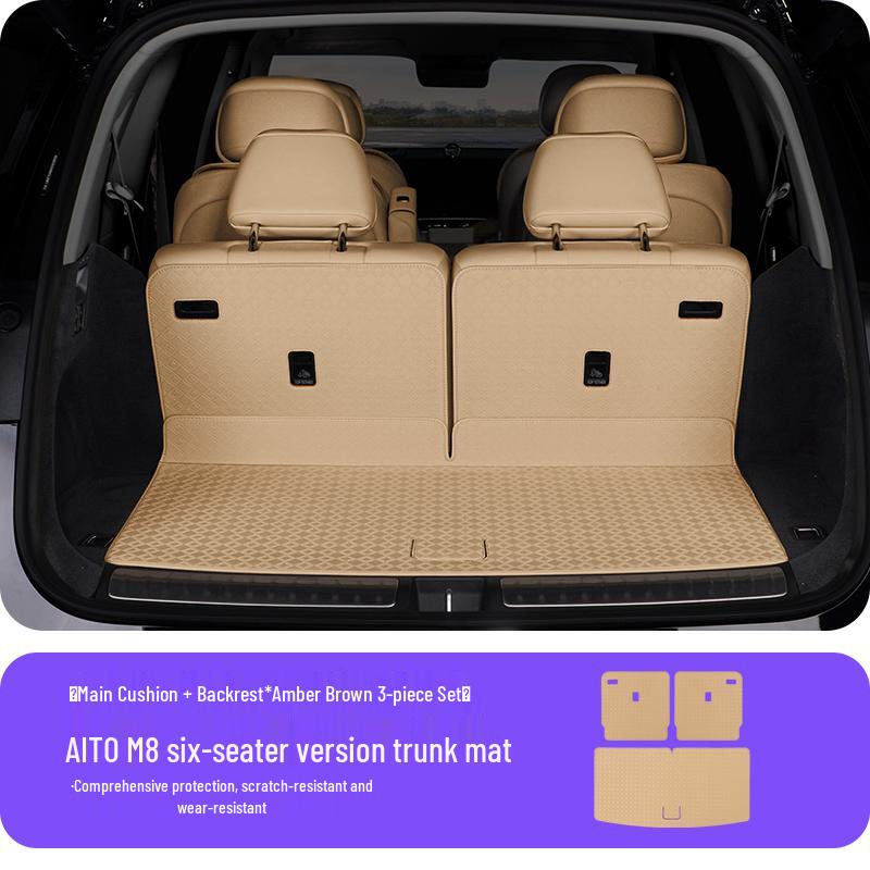 AITO M8 Trunk Mat: 3D Leather Protective Cover with Full Coverage, Tail Box Mat Decoration Accessory.