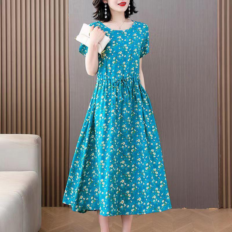 Summer Elegant Dresses Ladies Slim Short Sleeve Casual Summer Women's Dresses Korean Style Vintage Clothes