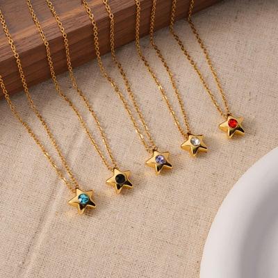 Exquisite Colar Estrela da Sorte Cinco Pontas - Corrente para Clavícula de Aço Titânio Retro