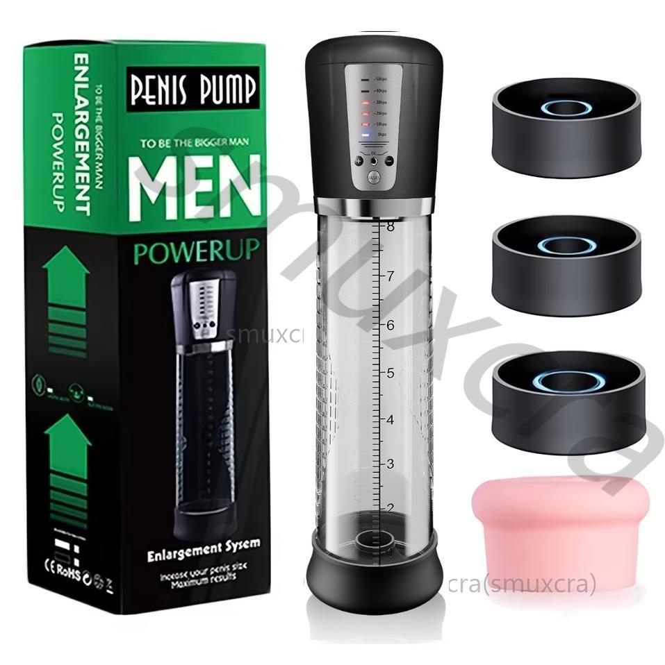 Electric Male Penis Pump Vacuum Pumps Masturbator Penile Enlargement Enhance Erection 2 In 1 Cock Trainer Adult Sex Toys 18+