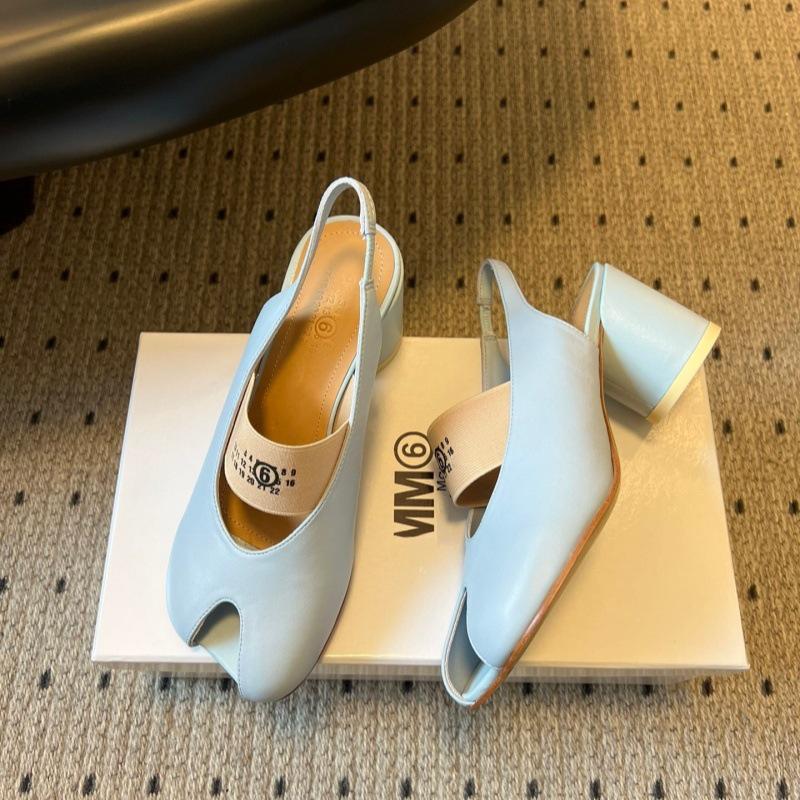 MM6 Samt Riemen Flache Sandalen - Frühling/Sommer '26 - Apfel Zehenpartie, Elastisches Band, Vielseitiges High Heel Design