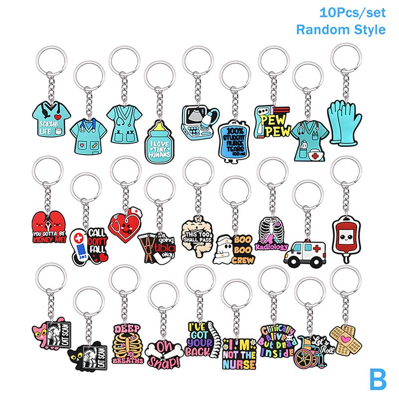 

10 шт. Медицинский брелок Стетоскоп Медсестринская форма Для медсестры врача Брелок для ключей Женщины Мужчины Модные медицинские аксессуары для ключей Подарок друзьям B