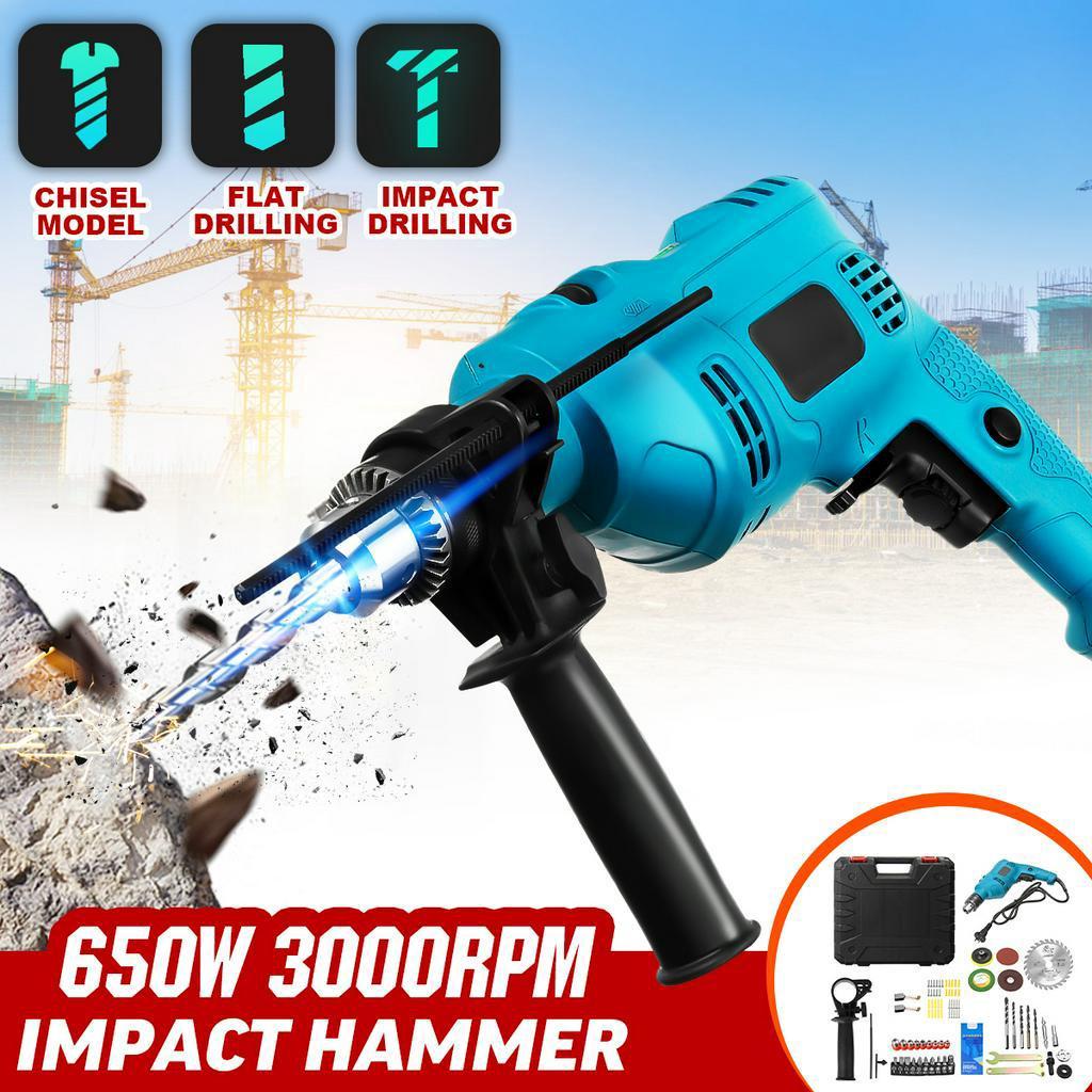 13MM Electric Brushless Impact Drill Electric Rotary Hammer Handheld Impact Flat Drill Guns Torque Screwdriver Power Tools Kit