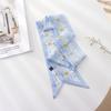 Summer French Retro Blue Tied Hair Small Floral Long Silk Scarf Headband Braided Hair Chiffon Thin Ribbon Scarf