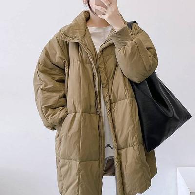 Women's Large Size Cotton Coat Winter Korean Style Loose Over-the-knee Coat Cotton Coat Thickened Casual Bread Coat Cotton Jacket