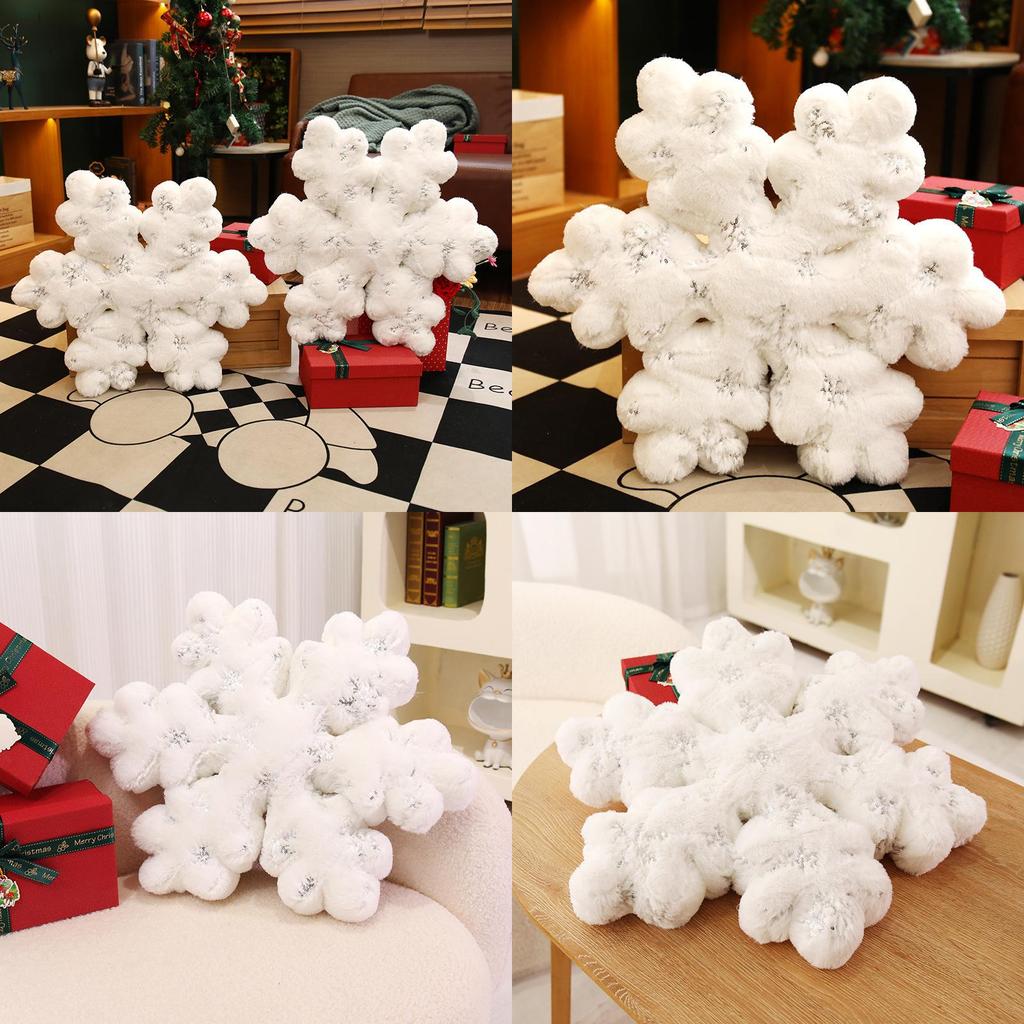 Christmas Snowflake Embroidered Plush Cushion For Holiday Decor Living Room And Sofa