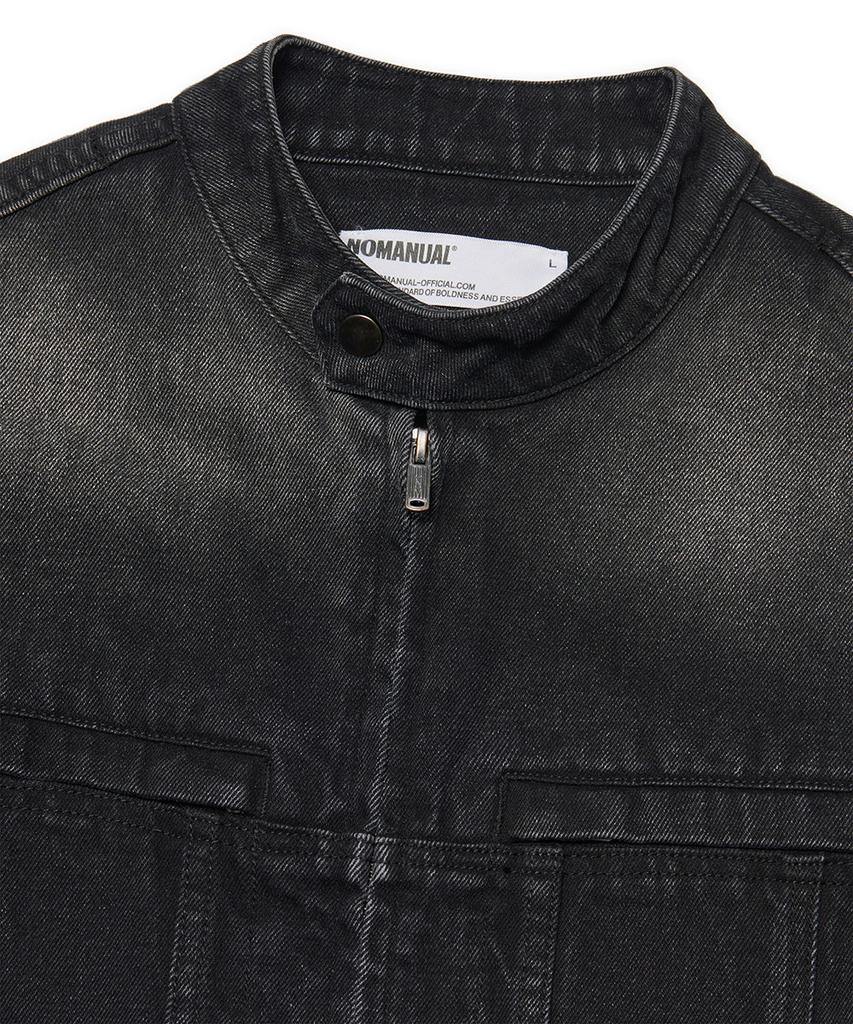 Nomanual Washed Denim Rider Jacket - Washed Black