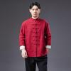 Men's Chinese Style Ramie Jacket Shirt - Casual Loose Fit with Stand Collar and Frog Buttons