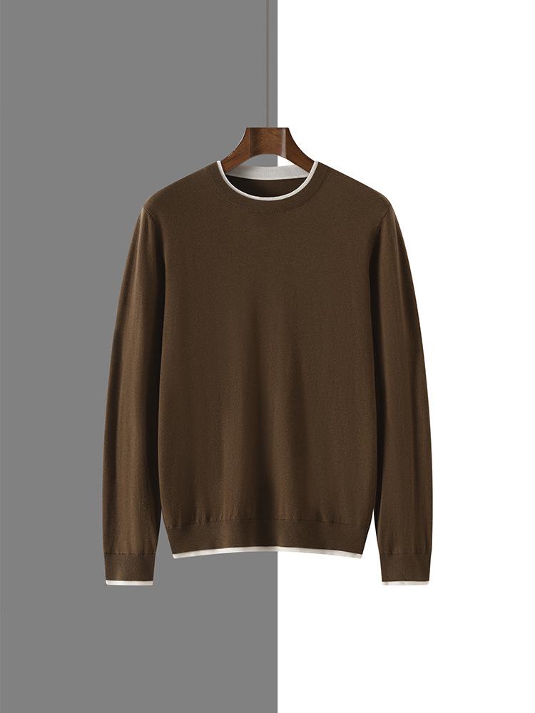 2024 Autumn/Winter Men s Casual Loose Round Neck Faux Wool Two-Piece Sweater Large