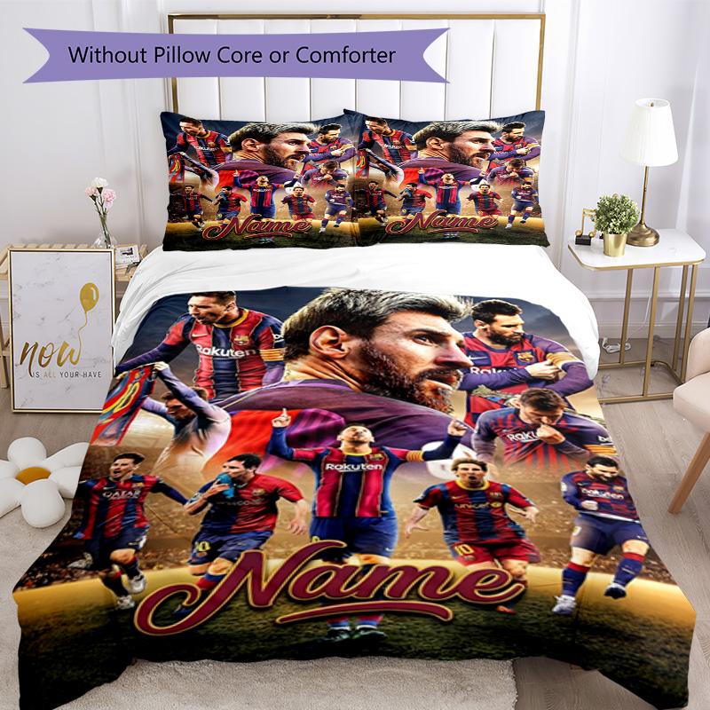 Messi Vlastní Messi Fotbalový Dres Jméno Personalizované Jméno Povlečení, Pohodlné Ložní Prádlo pro Klučičí Pokoj Dekorace, Perfektní Dárek pro Fanoušky Zápasů, Mačkavý R
